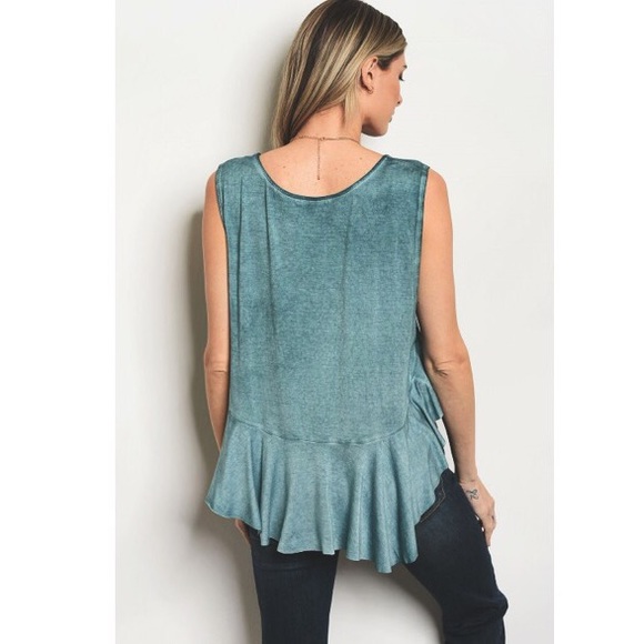 Jade Extra Soft Mineral Wash Ruffle Hem Tank Top - Picture 4 of 4